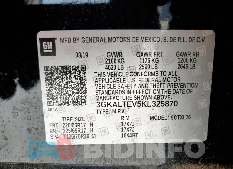 3GKALTEV5KL325870 Photo# 13