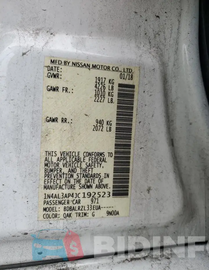 1N4AL3AP4JC192523 Photo# 12