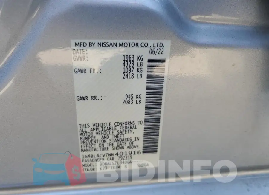 1N4BL4CV7NN401916 Photo# 12