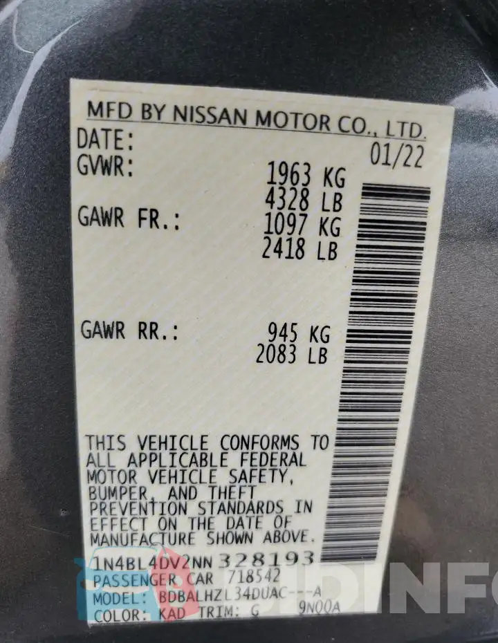 1N4BL4DV2NN328193 Photo# 12