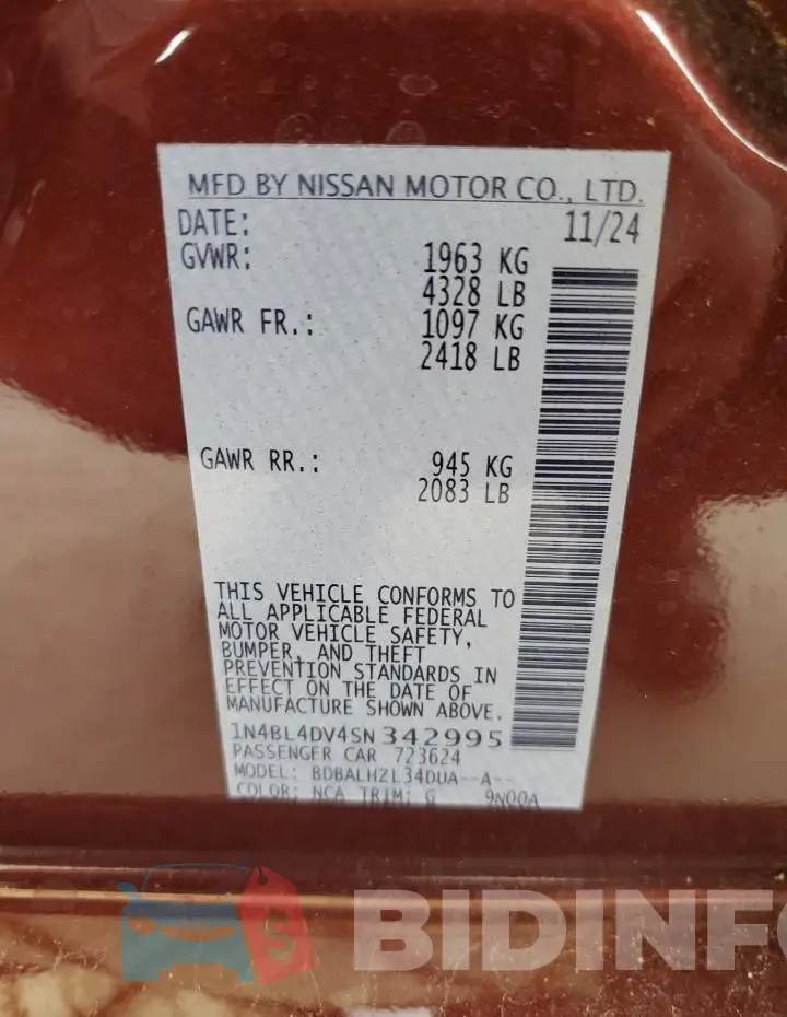 1N4BL4DV4SN342995 Photo# 12