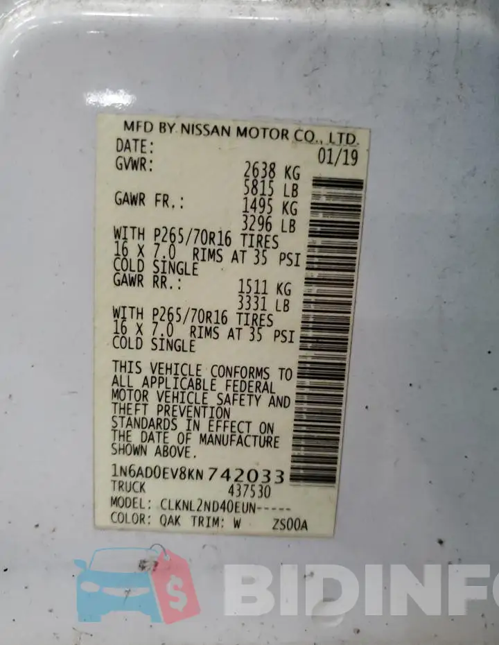 1N6AD0EV8KN742033 Photo# 12