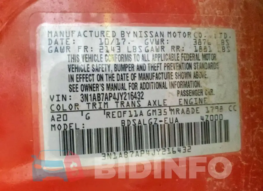 3N1AB7AP4JY216432 Photo# 13
