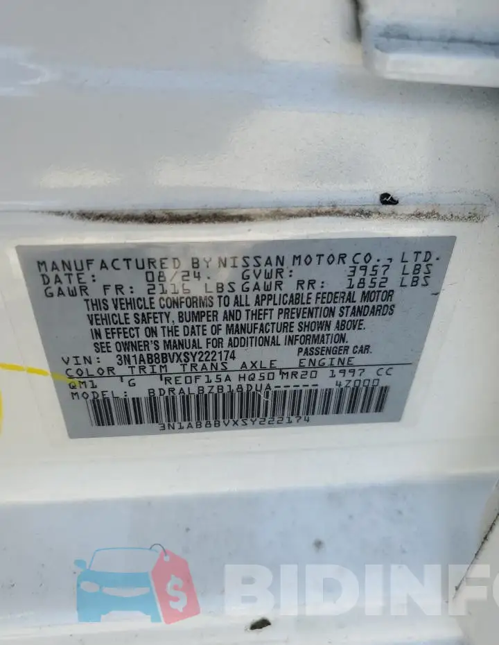 3N1AB8BVXSY222174 Photo# 12