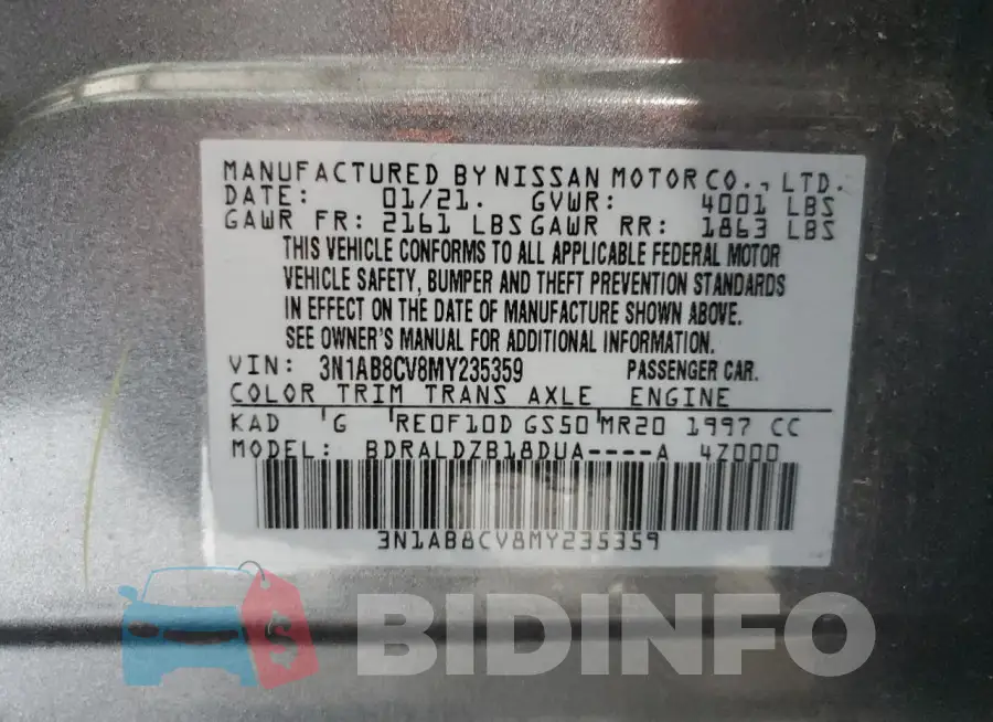 3N1AB8CV8MY235359 Photo# 13