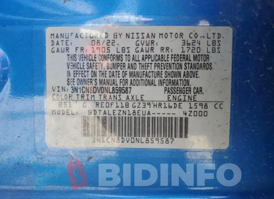 3N1CN8DV0NL859587 Photo# 12