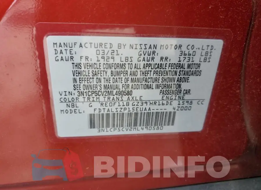 3N1CP5CV2ML490580 Photo# 13