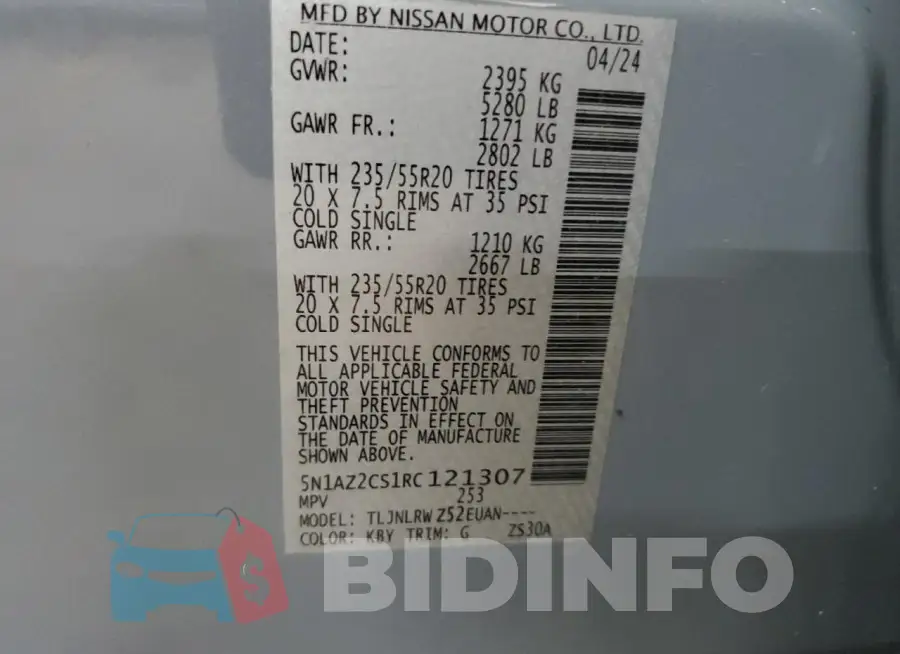 5N1AZ2CS1RC121307 Photo# 14