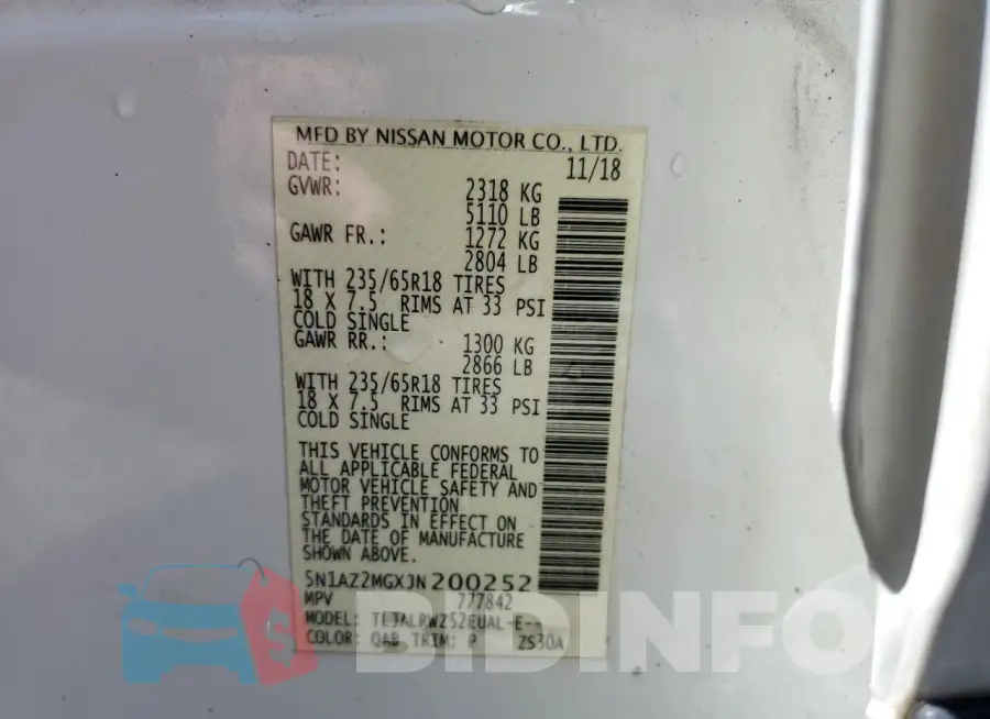 5N1AZ2MGXJN200252 Photo# 14