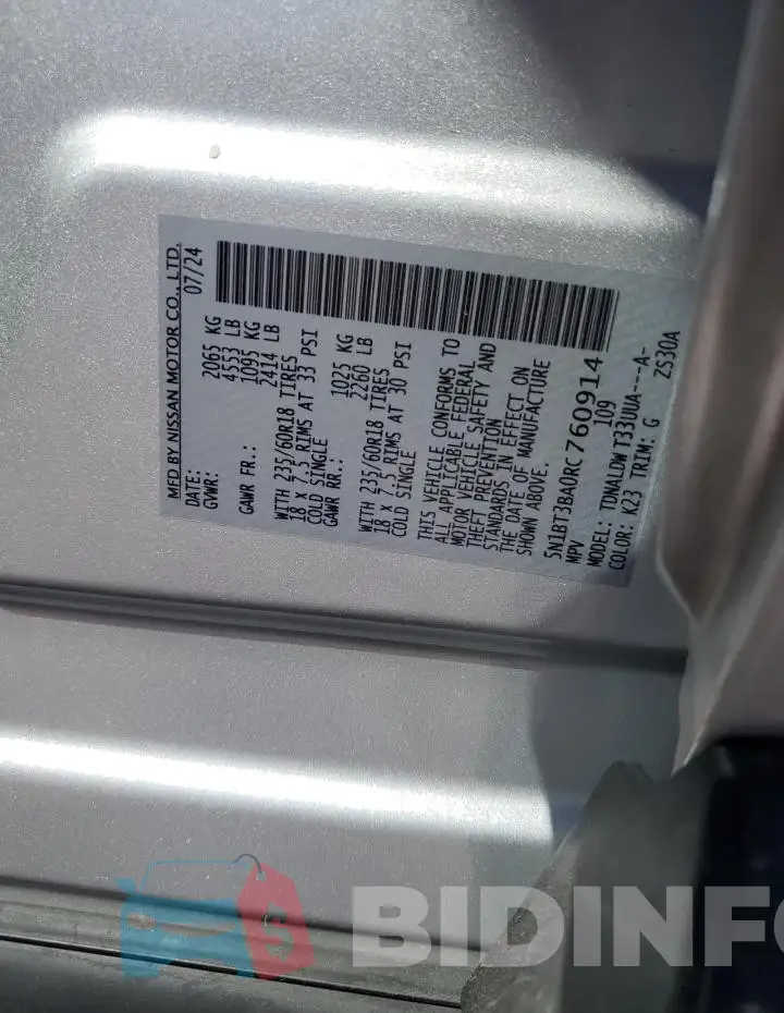 5N1BT3BA0RC760914 Photo# 14