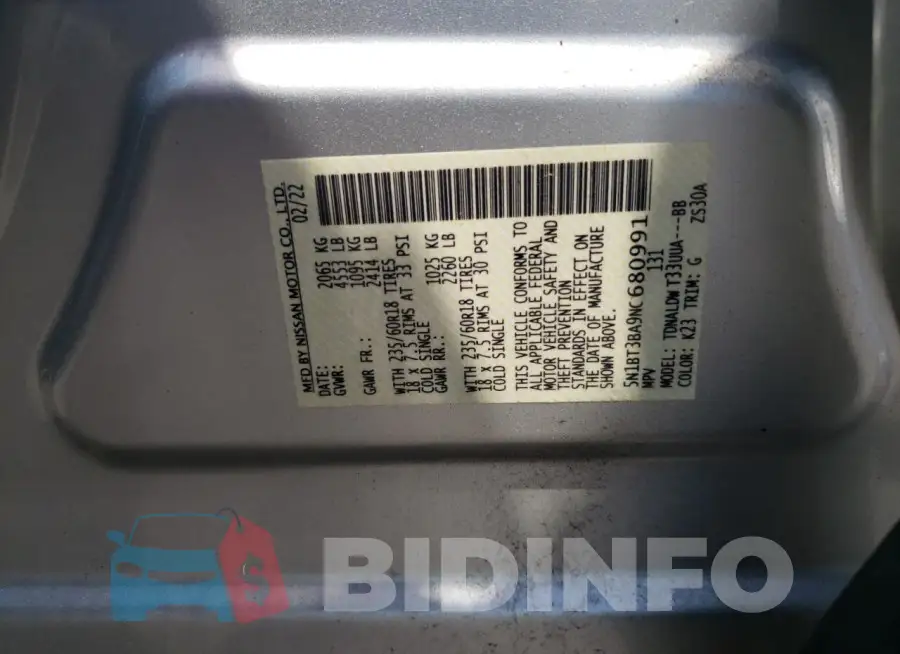 5N1BT3BA9NC680991 Photo# 13