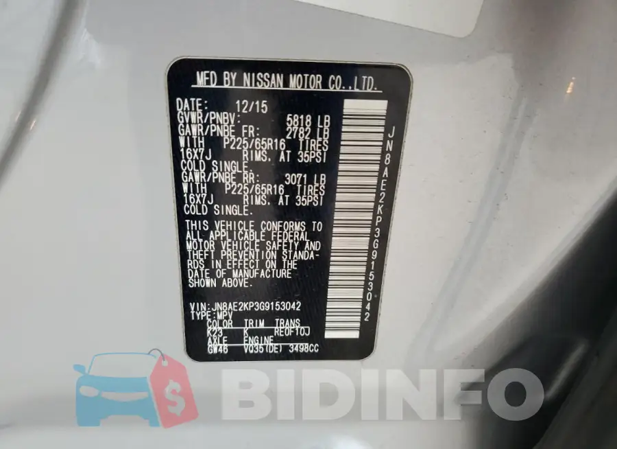 JN8AE2KP3G9153042 Photo# 13