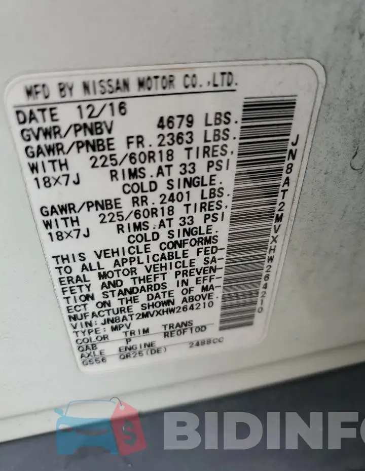 JN8AT2MVXHW264210 Photo# 14
