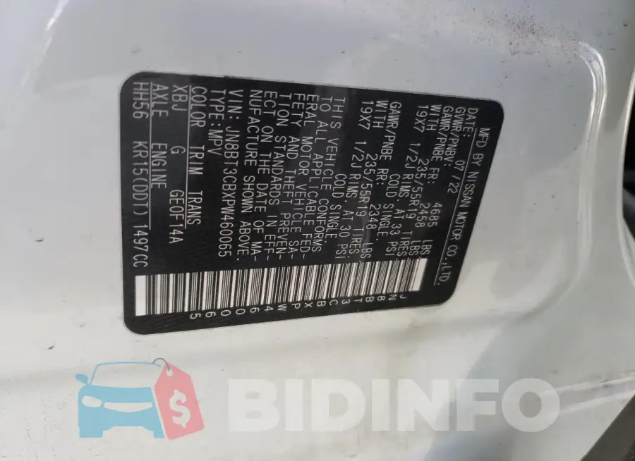 JN8BT3CBXPW460065 Photo# 13