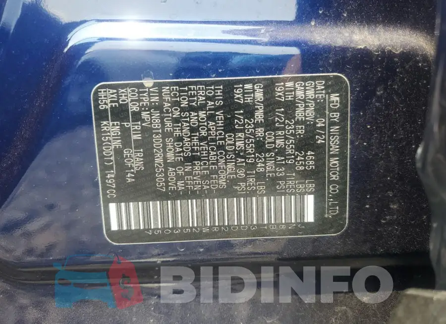 JN8BT3DD2RW253057 Photo# 14