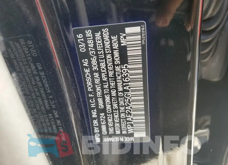 WP1AE2A25GLA16395 Photo# 13