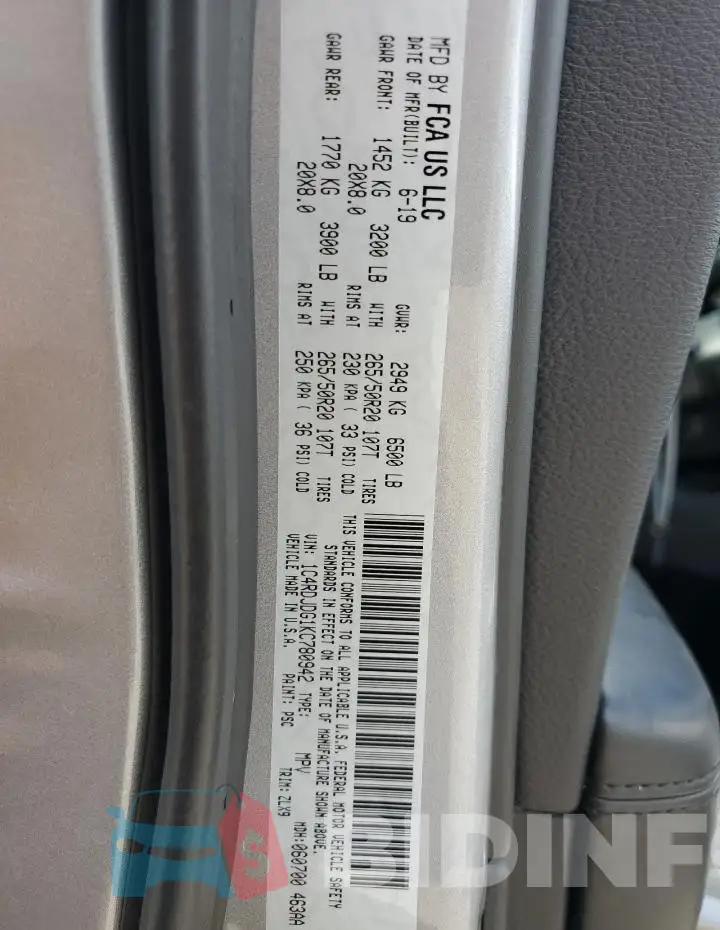 1C4RDJDG1KC780942 Photo# 13