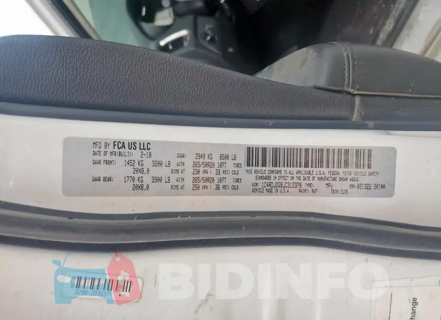 1C4RDJDG8JC312379 Photo# 14