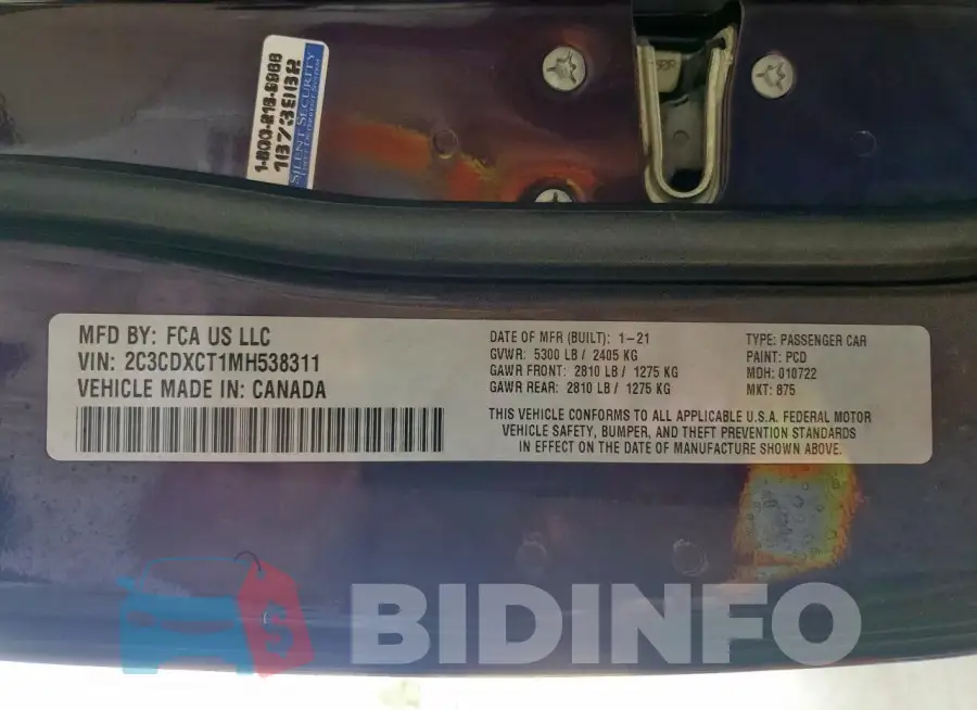 2C3CDXCT1MH538311 Photo# 12