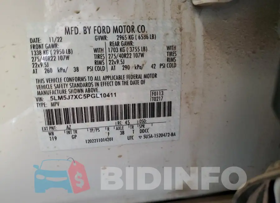 5LM5J7XC5PGL10411 Photo# 14