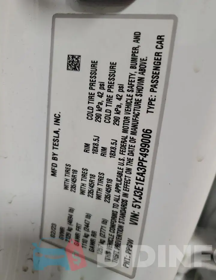 5YJ3E1EA3PF499006 Photo# 12