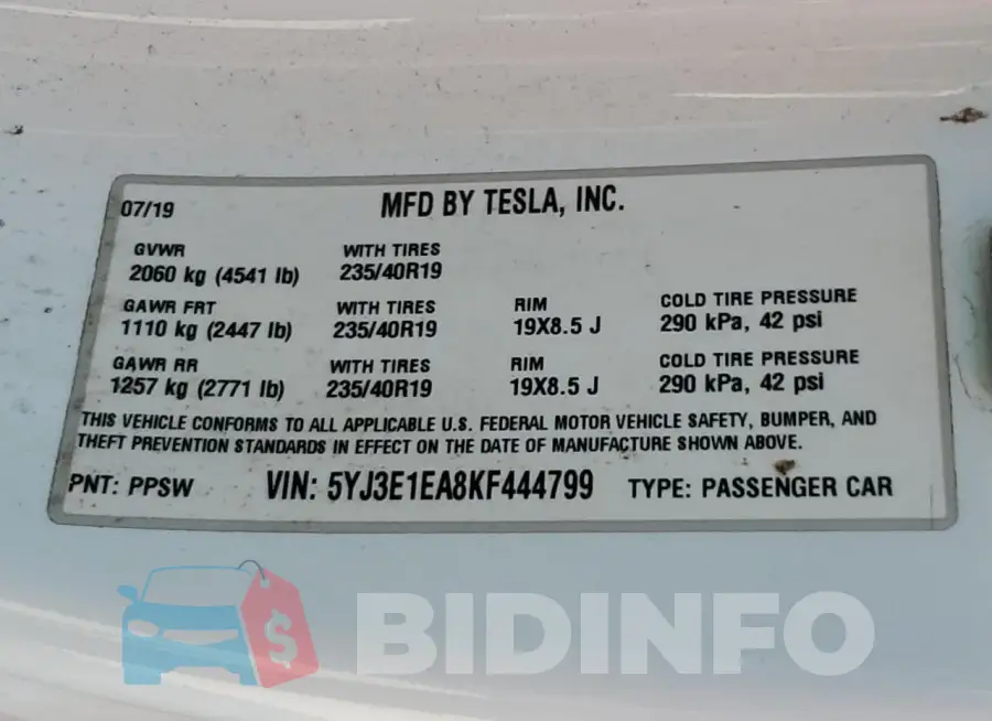 5YJ3E1EA8KF444799 Photo# 13