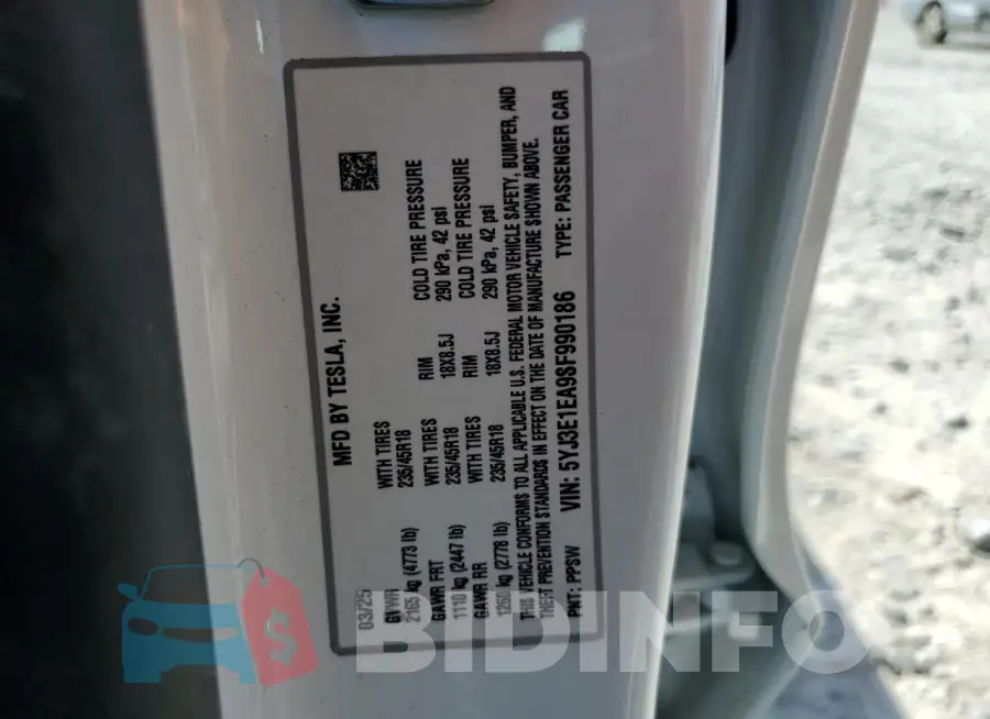5YJ3E1EA9SF990186 Photo# 13