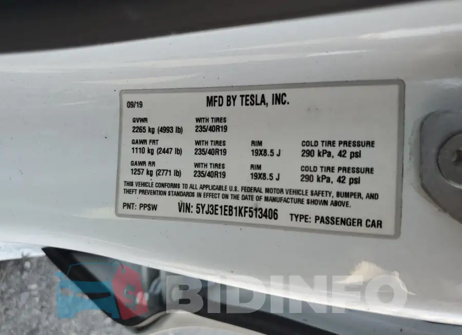 5YJ3E1EB1KF513406 Photo# 12