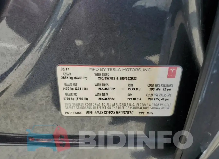 5YJXCDE2XHF037870 Photo# 12