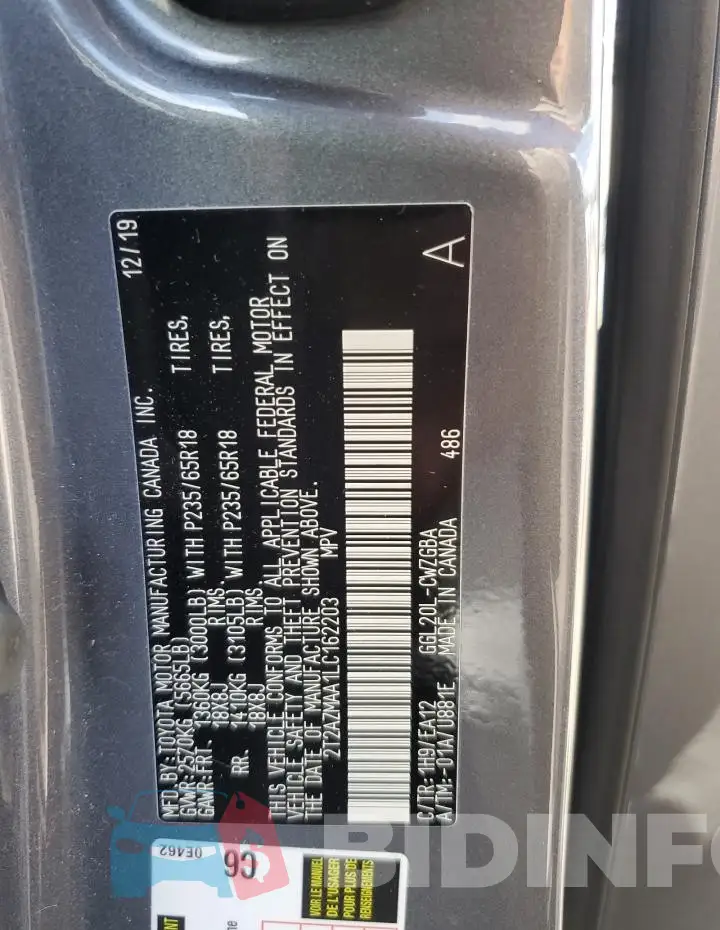 2T2AZMAA1LC162203 Photo# 14