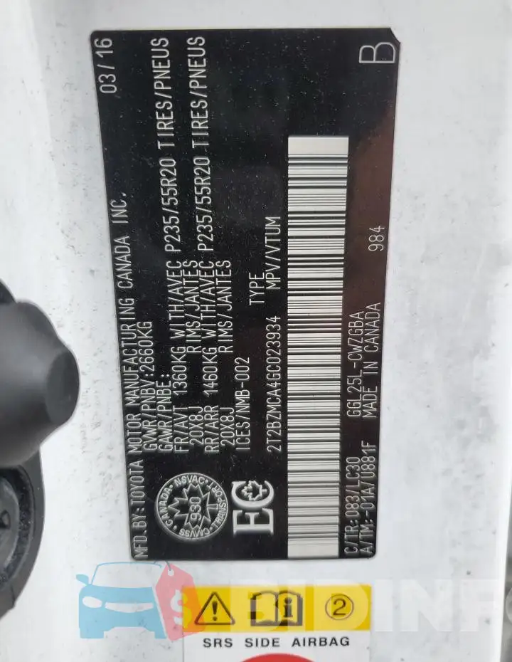2T2BZMCA4GC023934 Photo# 13