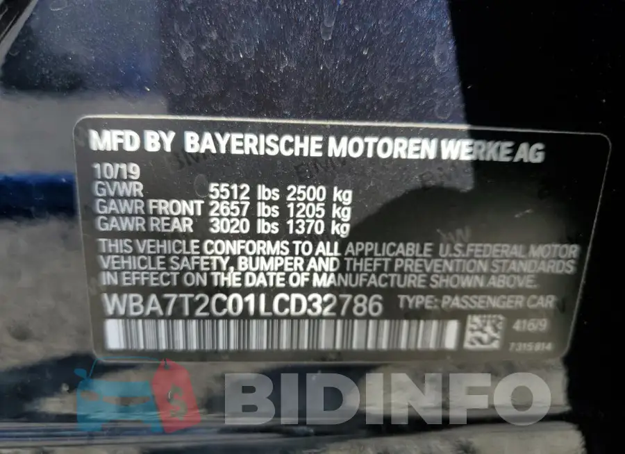 WBA7T2C01LCD32786 Photo# 12