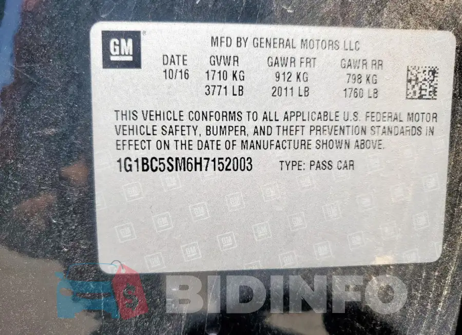 1G1BC5SM6H7152003 Photo# 12