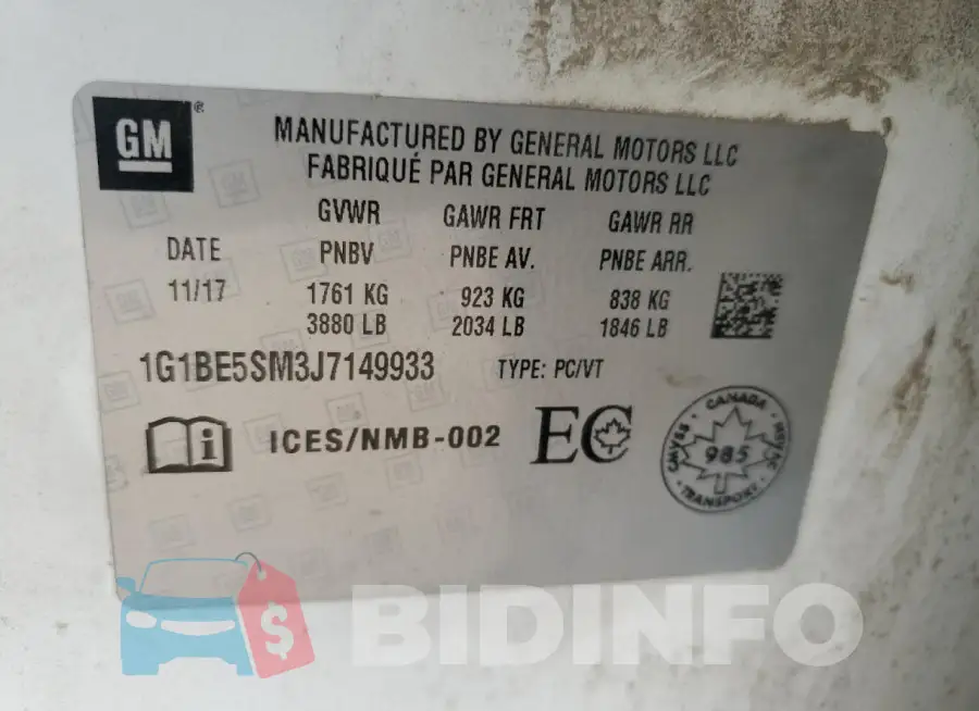 1G1BE5SM3J7149933 Photo# 12