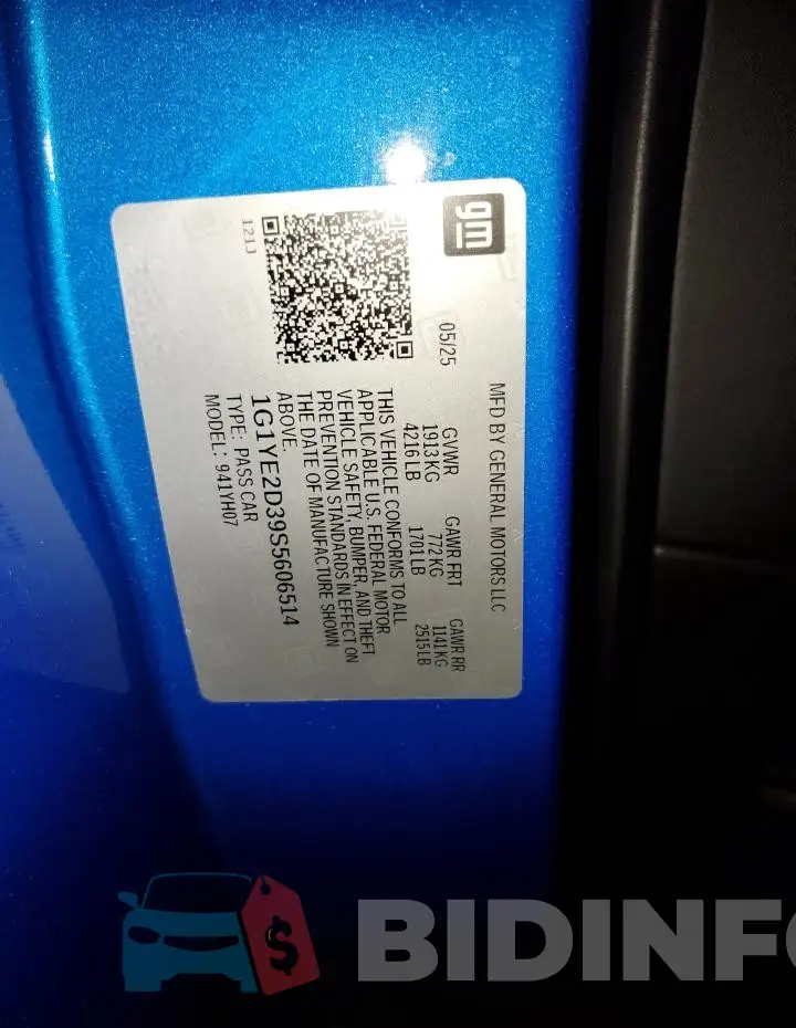 1G1YE2D39S5606514 Photo# 12