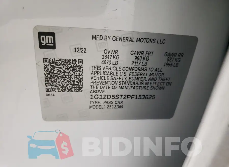 1G1ZD5ST2PF153625 Photo# 13