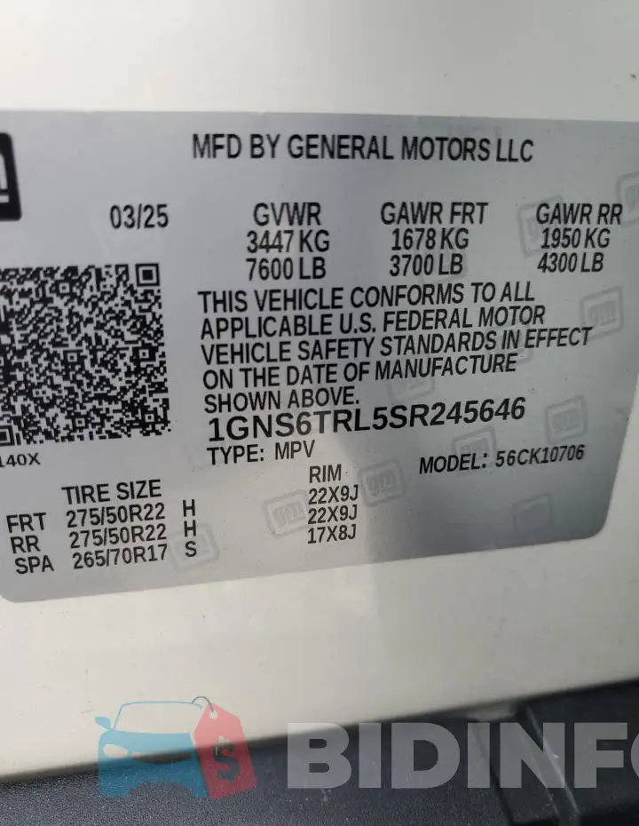 1GNS6TRL5SR245646 Photo# 13