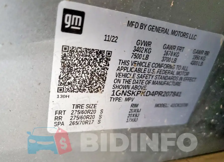 1GNSKPKD4PR207841 Photo# 13