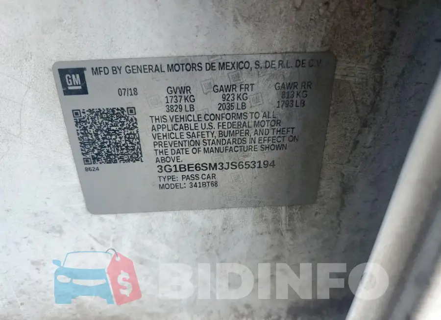 3G1BE6SM3JS653194 Photo# 12
