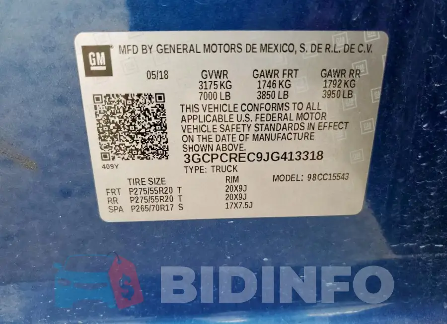 3GCPCREC9JG413318 Photo# 12