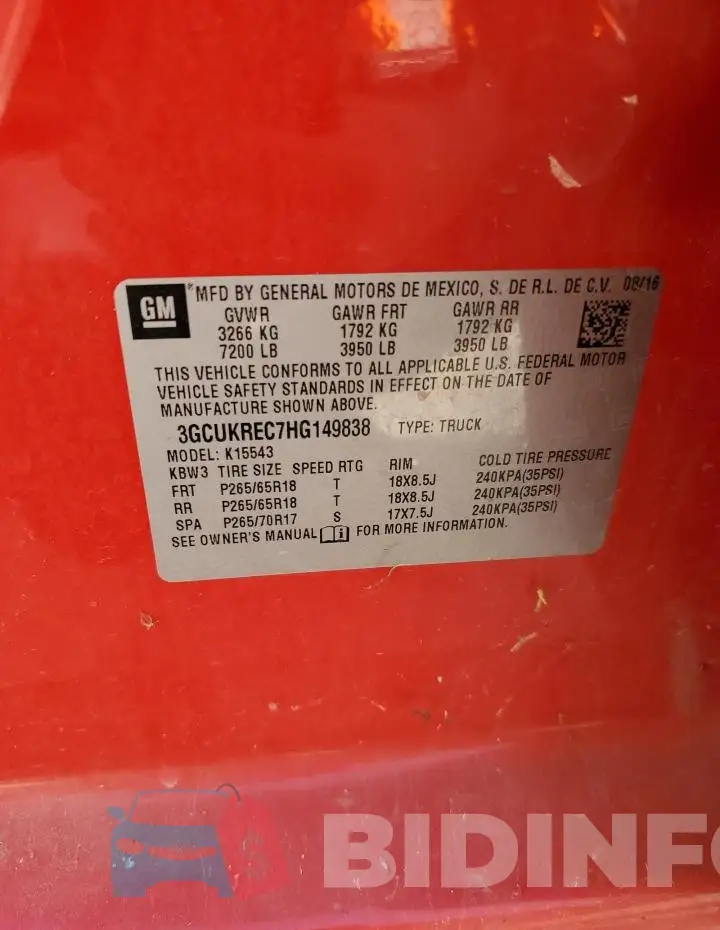 3GCUKREC7HG149838 Photo# 12
