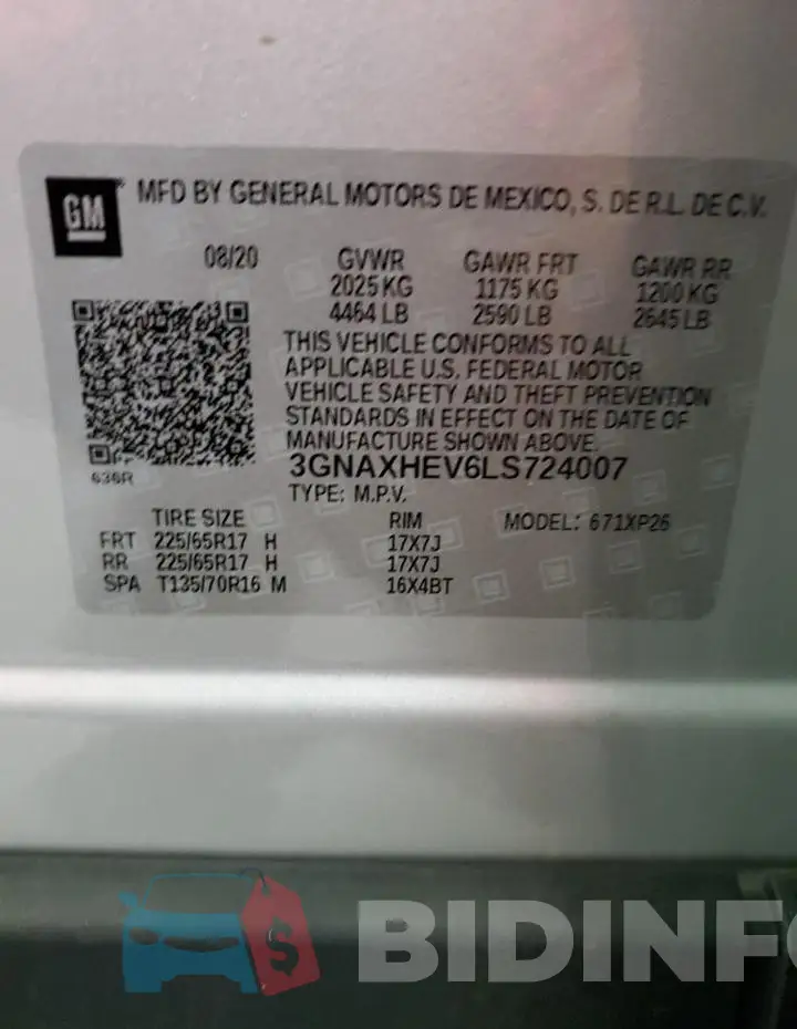 3GNAXHEV6LS724007 Photo# 13