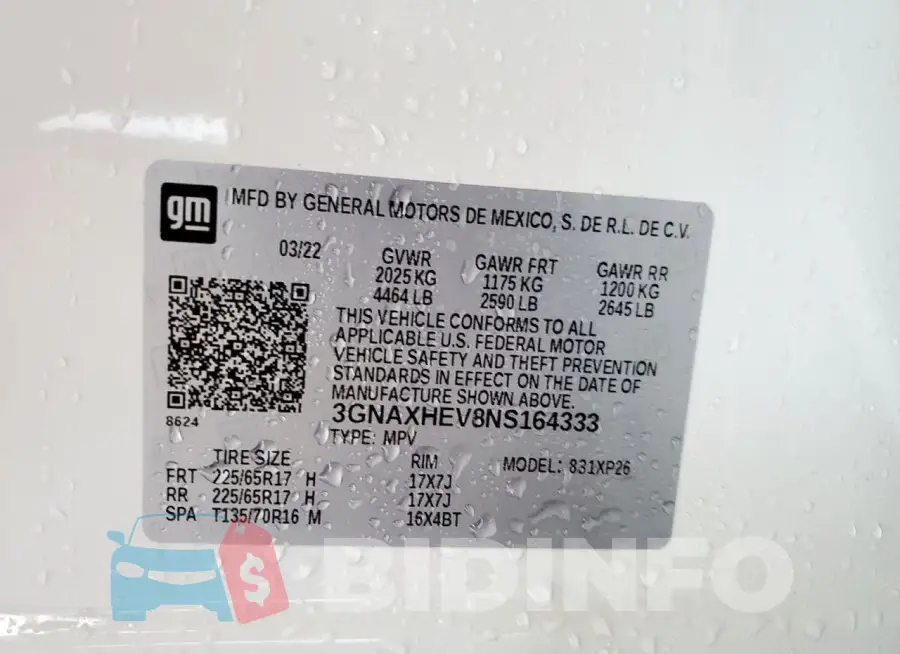 3GNAXHEV8NS164333 Photo# 13