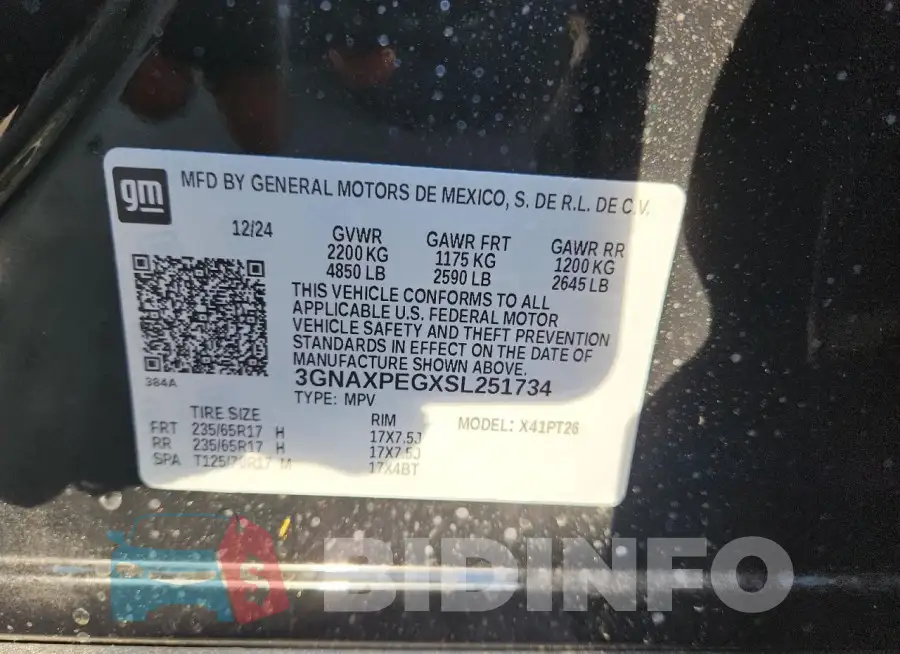 3GNAXPEGXSL251734 Photo# 12