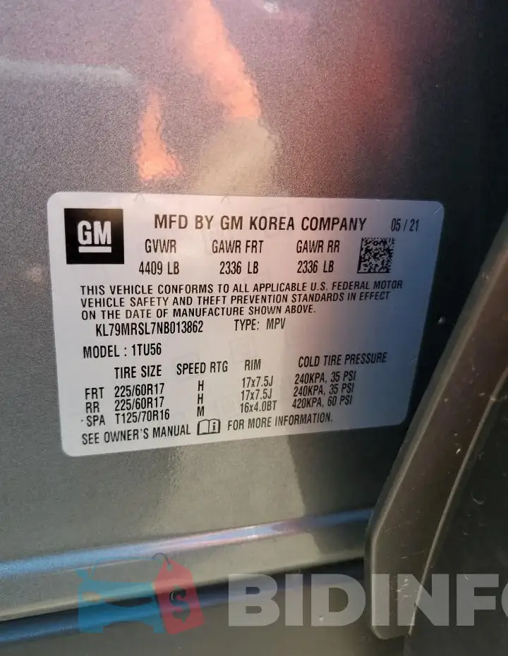 KL79MRSL7NB013862 Photo# 13
