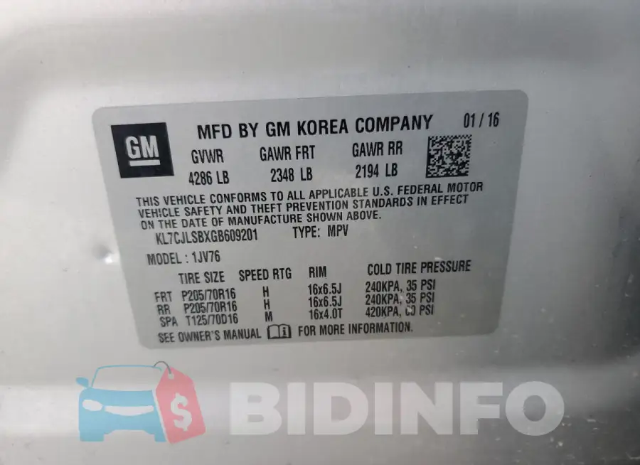 KL7CJLSBXGB609201 Photo# 13