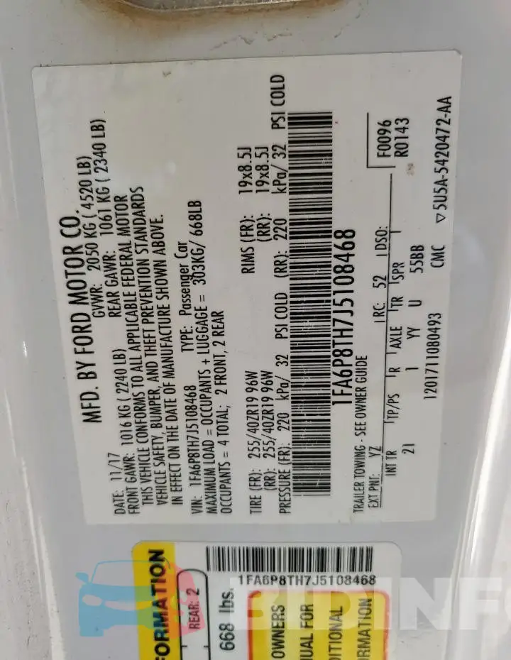 1FA6P8TH7J5108468 Photo# 12