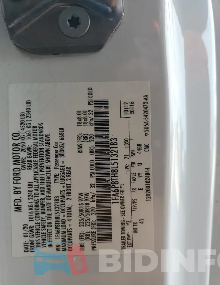 1FA6P8TH8L5132183 Photo# 12