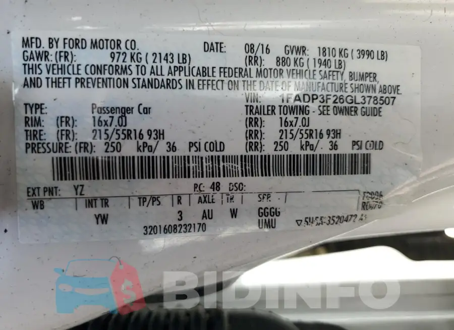 1FADP3F26GL378507 Photo# 12