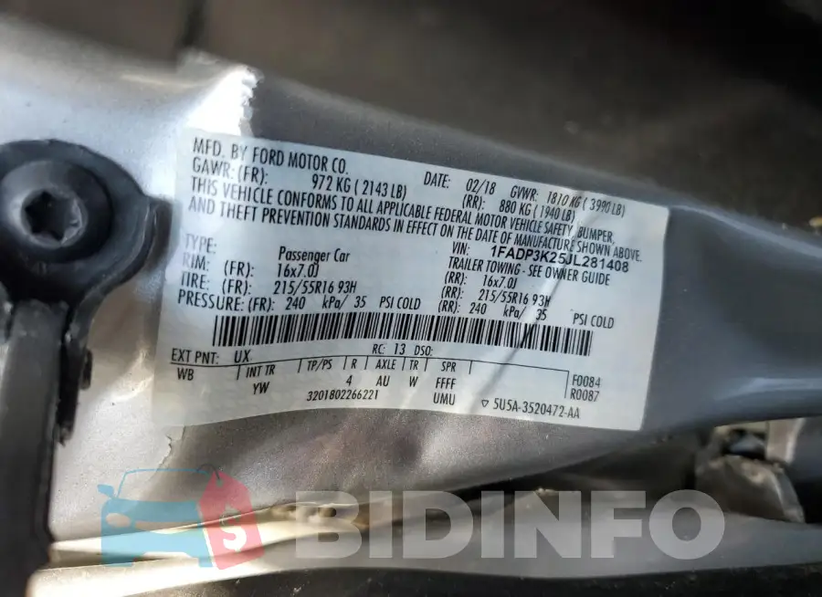 1FADP3K25JL281408 Photo# 12